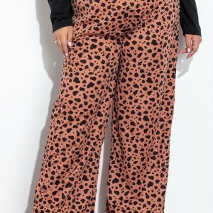 Calça Animal Print Wide Leg Plus Size