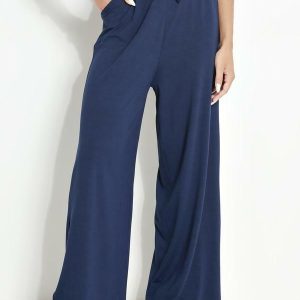 Calça Azul Marinho em Malha de Viscose