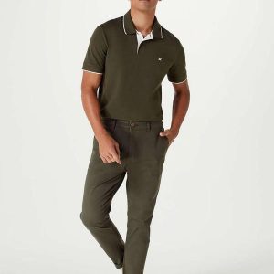 Calca Basica Masculina em Sarja Chino Verde