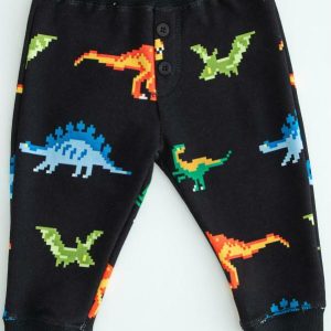 Calça Bebê de Moletom Dino Pix Preto