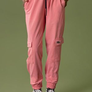 Calça Cargo Moletom Feminina Rosa