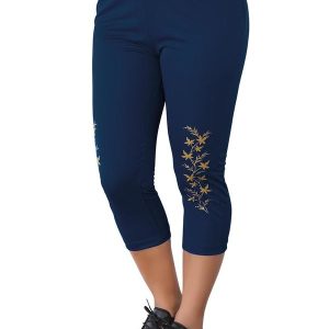 Calça Corsário Azul com Estampa Localizada