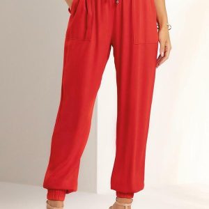 Calca Feminina Creponada Vermelho