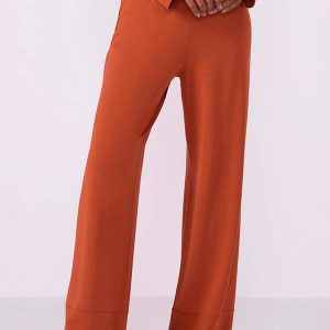 Calça Feminina Pantalona Moletinho Marrom