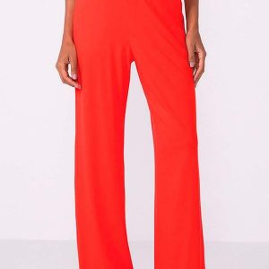 Calça Feminina Pantalona com Bolso Vermelho