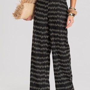 Calça Feminina Pantalona em Linho Preto