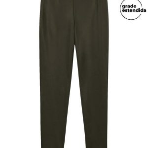 Calça Feminina Resinada com Zíper Verde