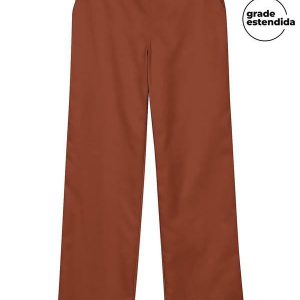 Calça Feminina Reta com Bolsos Marrom