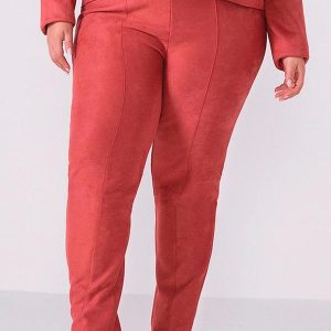 Calça Feminina Suede com Recortes Rosa