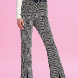 Calça Feminina Tweed Flare Preto