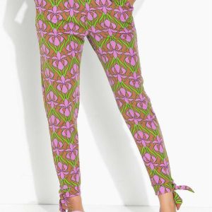 Calça Flora Retrô Roxo com Amarração