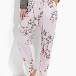 Calça Floral Rosa com Bolsos Funcionais