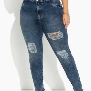 Calça Jeans Azul em Jeans