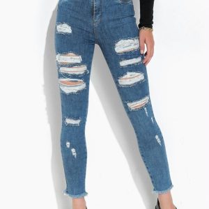 Calça Jeans Azul em Jeans