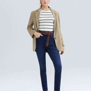 Calca Jeans Basica Feminina Cintura Media Skinny Azul