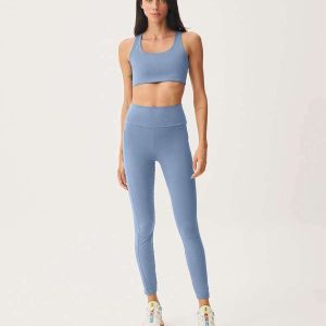 Calca Legging Feminina Esportiva com Fio Lycra Azul