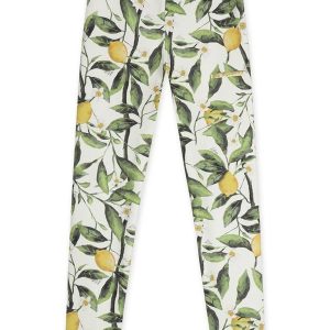 Calça Legging Floral Infantil Feminina Bege