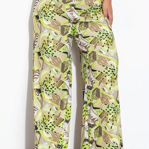 Calça Mix Verde Wide Leg com Filete Plus Size
