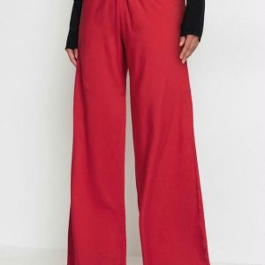 Calça Pantalona Cintura Alta Vermelha