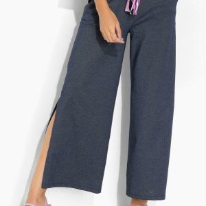 Calça Pantalona Marinho com Elástico no Cós
