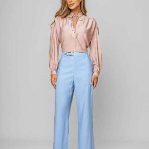 Calça Reta Alfaiatada com Cinto Azul