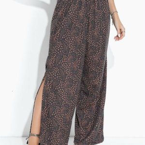 Calça Tigre com Fendas e Cintura Alta.