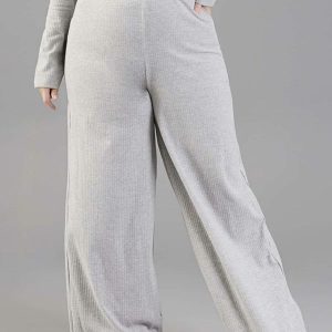 Calça Wide Leg Adulta Cinza