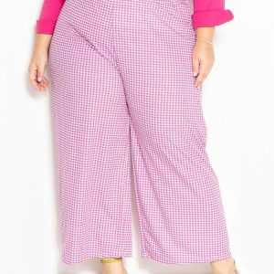 Calça Xadrez Rosa Cropped Plus Size