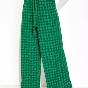 Calça com Faixa para Amarrar Pied Poule Verde