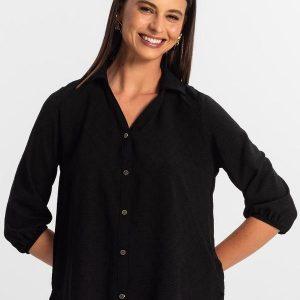 Camisa 3/4 Feminina Preto