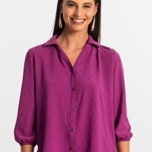 Camisa 3/4 Feminina Roxo