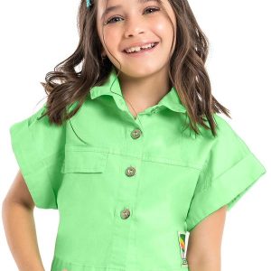 Camisa Cropped em Sarja Verde