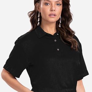 Camisa Feminina Manga Curta Preto