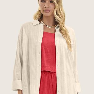 Camisa Feminina Manga Longa Bege