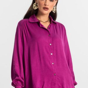 Camisa Feminina Manga Longa Roxo