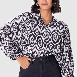 Camisa Feminina Paisley em Viscose Branco