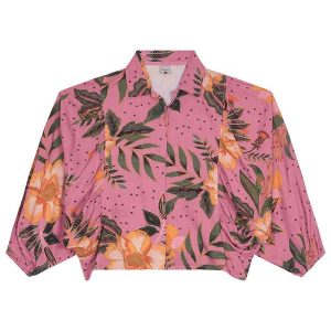 Camisa Feminina Tropical em Viscose Rosa