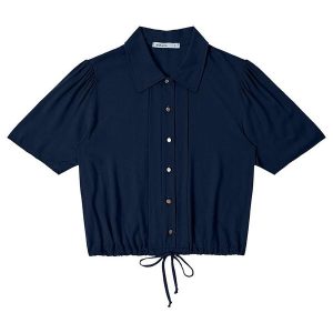 Camisa Feminina de Viscose Sarjada Azul