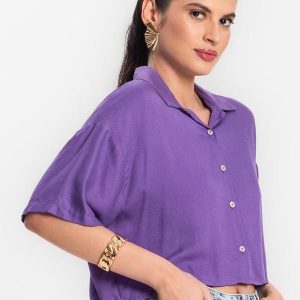 Camisa Feminina em Viscose Creponada Roxo