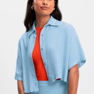 Camisa Feminina em Viscose Sarjada Azul