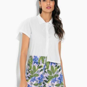 Camisa Off White com Ombro Deslocado