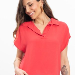 Camisa Polo Feminina Laranja