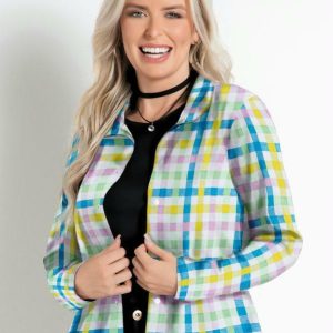 Camisa Xadrez Colorido com Abertura em Botões