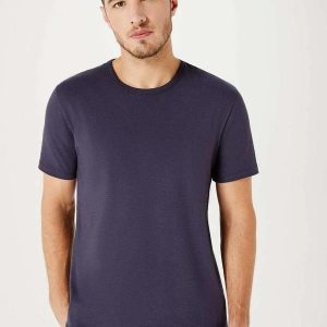 Camiseta Basica Masculina Manga Curta Slim Azul