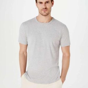 Camiseta Basica Masculina Manga Curta Slim Cinza
