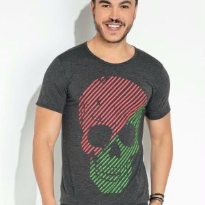 Camiseta Chumbo com Estampa Localizada