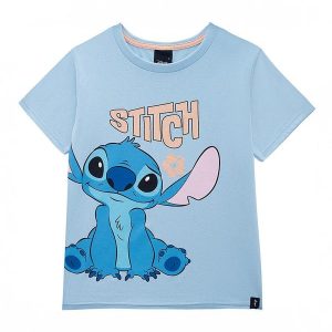 Camiseta Feminina Stitch® Azul Pastel