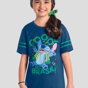 Camiseta Infantil do Stitch Azul