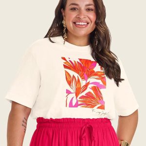 Camiseta Manga Curta Plus Size Bege