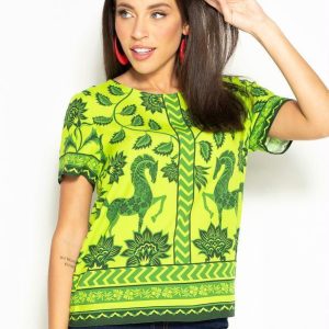 Camiseta de Viscose Estampada Verde